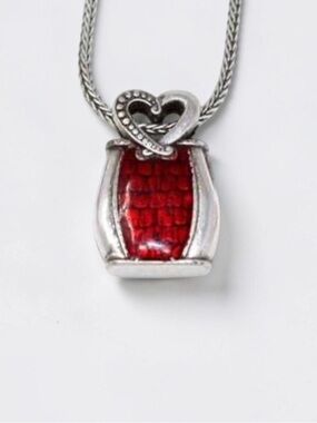 Brighton Silver-Tone Red Enamel Heart Pendant Necklace